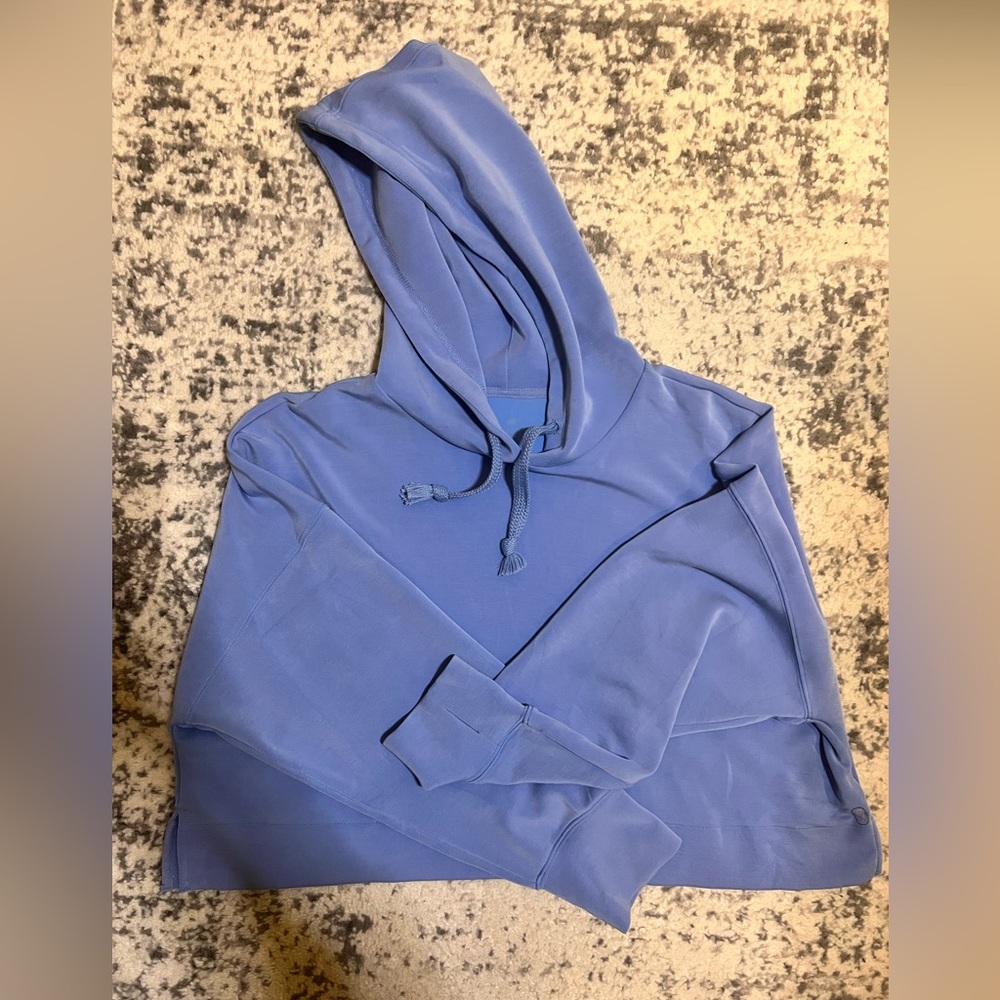 Cropped Blue Hoodie Sweatshirt